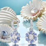 Swarovski øredobber Idyllia drop earrings Flower, Blue, Rhodium plated - 5680016