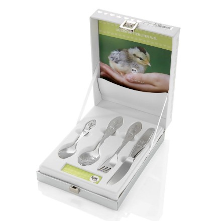 Sølv barnebestikk Metter liten fugl, 4 deler - 9745 Sølv barnebestikk Metter liten fugl, 4 deler - 9745