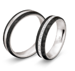 Gifteringer med carbon, diam. 0.303 ct, 5 mm. Carbon - 4981458