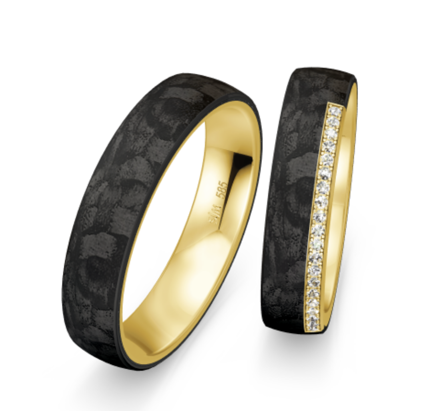 Gifteringer med carbon, diam. 0.110 ct, 5 mm. Carbon - 4981466