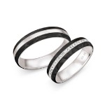 Gifteringer med carbon, diam. 0.303 ct, 5 mm. Carbon - 4981458