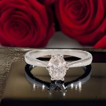Forlovelsesring med Oval Lab Grown diamant i 0.72 ct og River (D) -VS1 - LG072HG