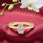 Forlovelsesring med Oval Lab Grown diamant i 0.70 ct og River (E) -VS2 - LG070gg