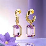Swarovski øredobber Millenia drop earrings Octagon cut, Purple, Gold-tone plated - 5694784