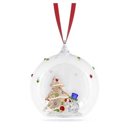 Swarovski figurer Holiday Cheers Tree and Snowman Ball Ornament - 5701509 Swarovski figurer Holiday Cheers Tree and Snowman Ball Ornament - 5701509