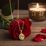 Diamantsmykke i gult gull 0,16ct WSI diamant og peridot - 27252