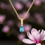 Gullsmykke med topas og zirkonia i 14K gult gull - 27497