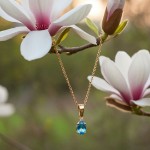 Gullsmykke med topas og zirkonia i 14K gult gull - 27497