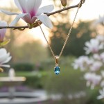 Gullsmykke med topas og zirkonia i 14K gult gull - 27497