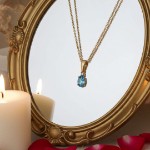 Gullsmykke med topas og zirkonia i 14K gult gull - 27497