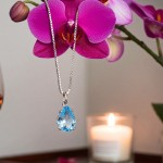 Gullsmykke i 14 kt hvitt gull med topas - bur283418