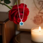 Diamantsmykke i gull med 0,08 ct W-Si & Topas-27246