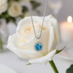 Diamantsmykke i gull med 0,08 ct W-Si & Topas-27246