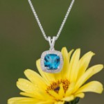 Diamantsmykke i gull med 0,08 ct W-Si & Topas-27246