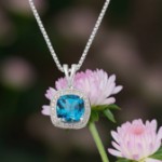 Diamantsmykke i gull med 0,08 ct W-Si & Topas-27246