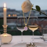 Smykke Rosett med ametyst og zirkonia i gult gull 14 kt - 27358