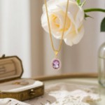 Smykke Rosett med ametyst og zirkonia i gult gull 14 kt - 27358