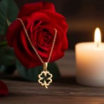 Smykke firkløver og hjerter i 14K gult gull - 27529