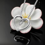 Diamantsmykke i hvitt gull 7,5x8,5mm- 6482993