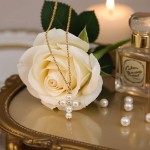 Gullsmykke kors FVP Perle og zirkonia i 14K gult gull - 27495