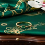 Gullring 14 kt med grønn zirkon - 57373