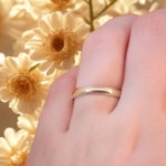 Giftering i gult gull 14kt, 3 mm, modell 167. RUBIN - 1230