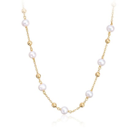 Kjede FV perle i sølv forgylt, 6 mm /45 cm - 3019245 Kjede FV perle i sølv forgylt, 6 mm /45 cm - 3019245