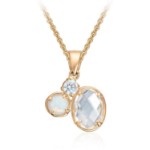 Smykke i gult gull 14 kt med syntetisk Opal - 27605