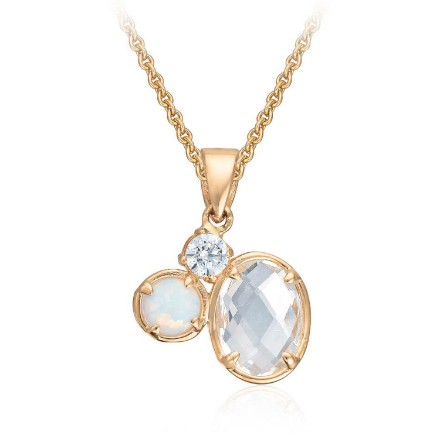 Smykke i gult gull 14 kt med syntetisk Opal - 27605 Smykke i gult gull 14 kt med syntetisk Opal - 27605