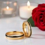 Gifteringer i rosé gull 14 kt, 5 mm. GERSTNER - 28575