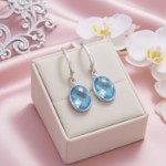 Øredobber i 14 kt hvitt gull med topas - 47545