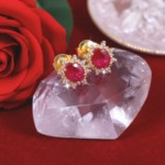 Gulløredobber med diamanter 0,15ct TW-SI og rubin - BUR34515910dr