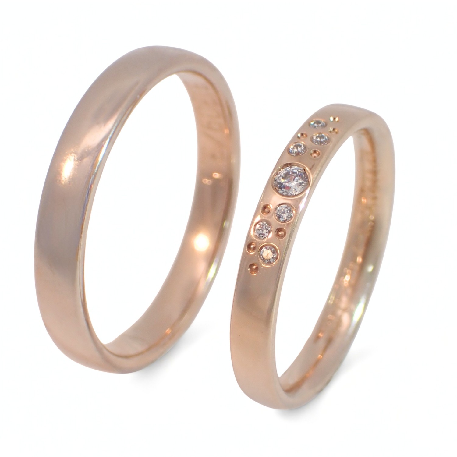 Gifteringer i nøttefarget gull 14 kt, 3 mm & 3.5 mm. GERSTNER - 31313