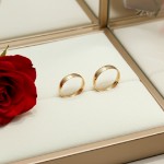 Giftering i gult gull 14kt, 3.5 mm, modell 167. RUBIN - 1235