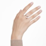 Swarovski Matrix cocktail ring Crystal pearl, Round cut, White, Rhodium plated - 5714378