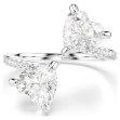Swarovski Mesmera open ring Heart cut, Pavé, White, Rhodium plated Swarovski Mesmera open ring Heart cut, Pavé, White, Rhodium plated
