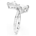 Swarovski Mesmera open ring Heart cut, Pavé, White, Rhodium plated
