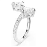Swarovski Mesmera open ring Heart cut, Pavé, White, Rhodium plated