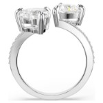 Swarovski Mesmera open ring Heart cut, Pavé, White, Rhodium plated