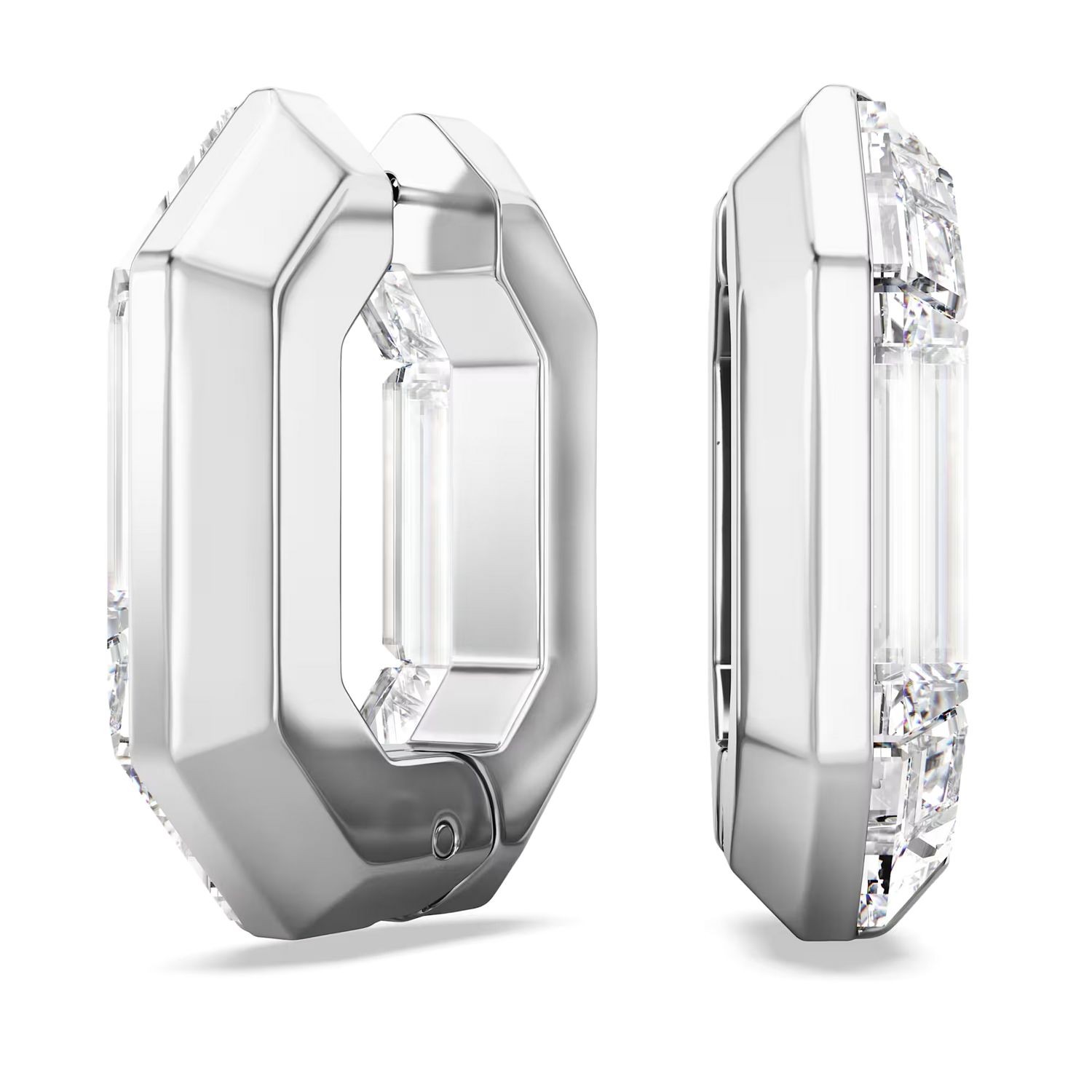 Swarovski Lucent hoop earrings Octagon shape, Small, White - 5696289