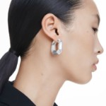 Swarovski Lucent hoop earrings Octagon shape, Small, White - 5696289