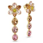 Swarovski Idyllia drop earrings Mixed cuts, Flower, Multicolored, Gold-tone plated - 5732381