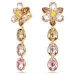 Swarovski Idyllia drop earrings Mixed cuts, Flower, Multicolored, Gold-tone plated - 5732381