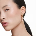 Swarovski Idyllia drop earrings Mixed cuts, Flower, Multicolored, Gold-tone plated - 5732381