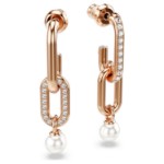 Swarovski øredobber Constella drop earrings Crystal pearl, Round cut, White, Rose gold-tone plated - 5728585