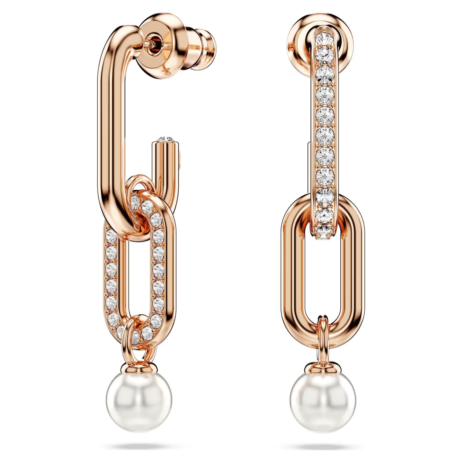 Swarovski øredobber Constella drop earrings Crystal pearl, Round cut, White, Rose gold-tone plated - 5728585