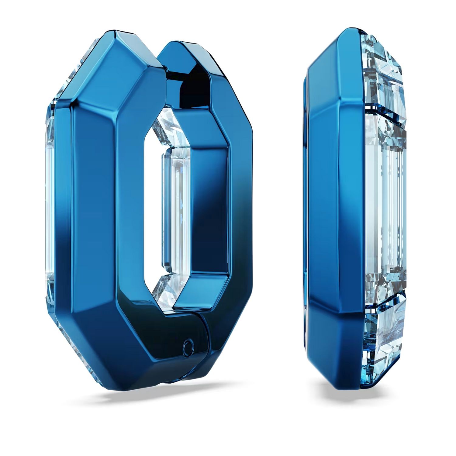 Swarovski øredobber Lucent hoop earrings Octagon shape, Small, Blue - 5696038