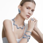 Swarovski øredobber Lucent hoop earrings Octagon shape, Small, Blue - 5696038