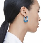 Swarovski øredobber Lucent hoop earrings Octagon shape, Small, Blue - 5696038