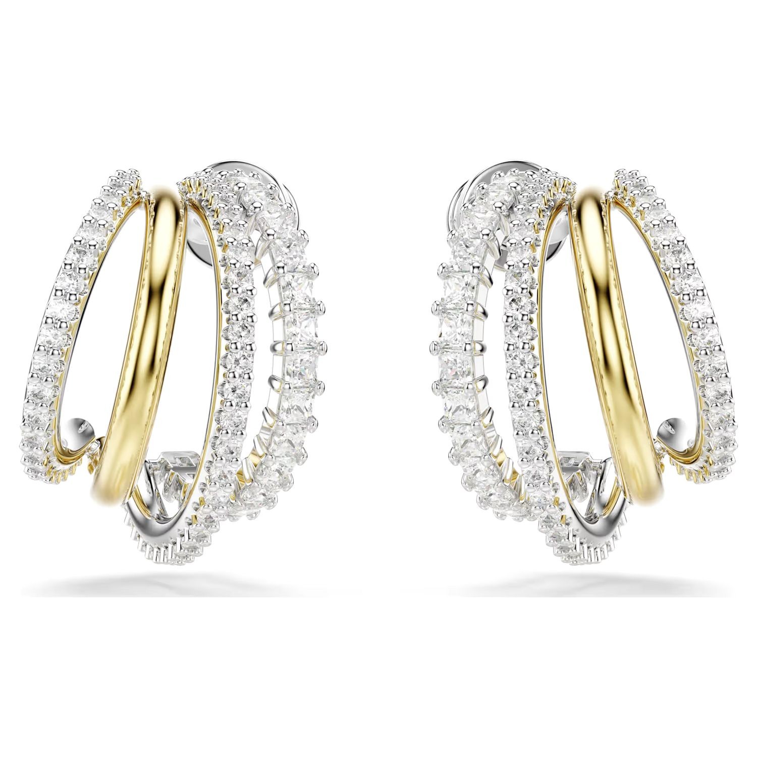 Swarovski øredobber Hyperbola hoop earrings Mixed cuts, Mini, White, Mixed metal finish - 5689718